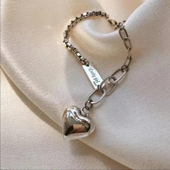 HEART 925 STERLING SILVER BRACELET, NICE BRACELET, CUTE BRACELET - Picture 3 of 5